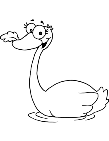 Cartoon Swan Coloring Page